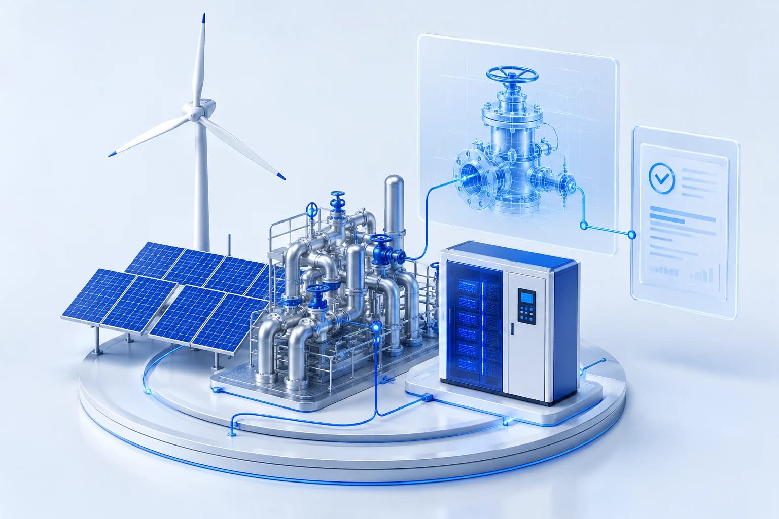 Energia e impianti: Componenti, siti e documenti tecnici: il contesto accompagna il lavoro sul campo. Beni, contesto e attività sono collegati nella stessa scena.